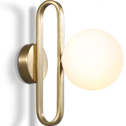 Simplicity Glass Shade Iron Ring 1-Light Wall Sconce Lamp
