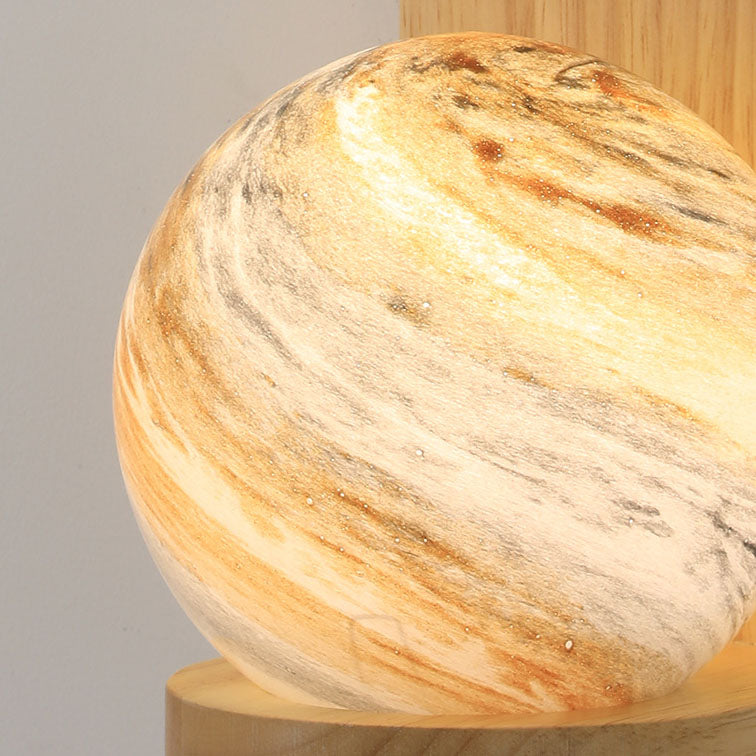 Glass Wood Planet Log Base Plant 1-Light Wall Sconce Lamp