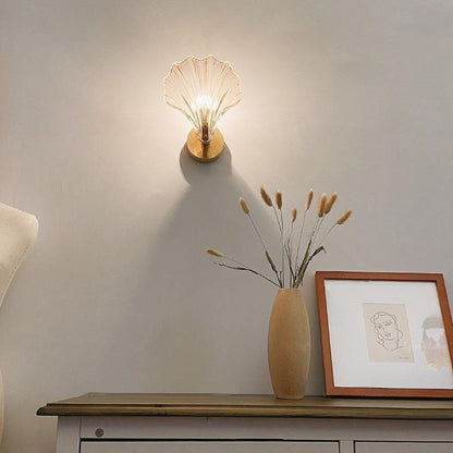 Creative Shell All Copper Glass 1-Light Wall Sconce Lamp
