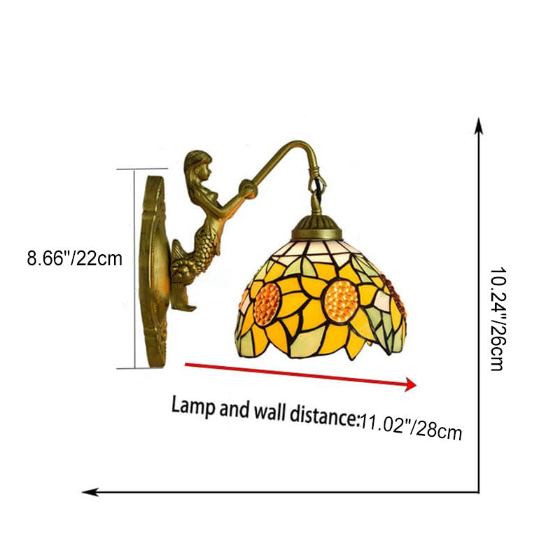 Tiffany Sun Flower Stained Glass 1-Light Wall Sconce Lamp