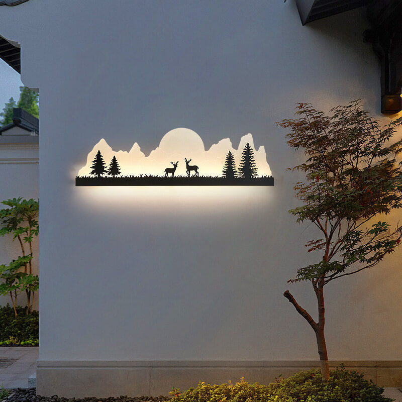 Chinese Landscape Painting Outside LED Wall Sconce Lamp