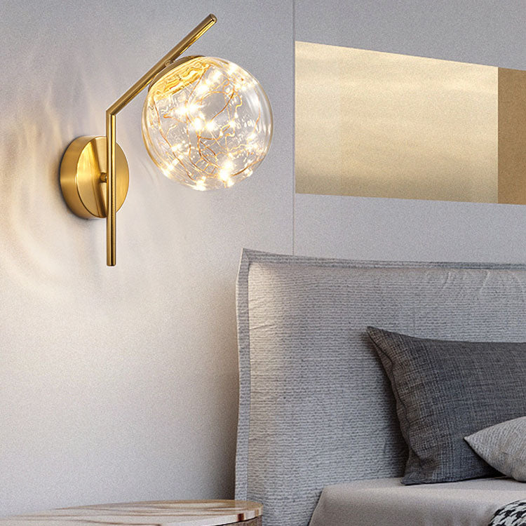 European Full Star Iron Glass Ball LED Wall Sconce Lamp