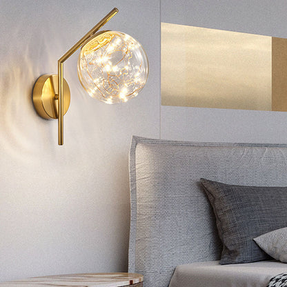 European Full Star Iron Glass Ball LED Wall Sconce Lamp
