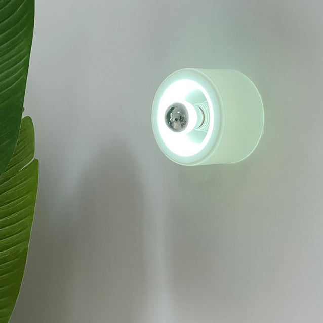 Mid-Century Round Iron Glass 1-Light Wall Sconce Lamp