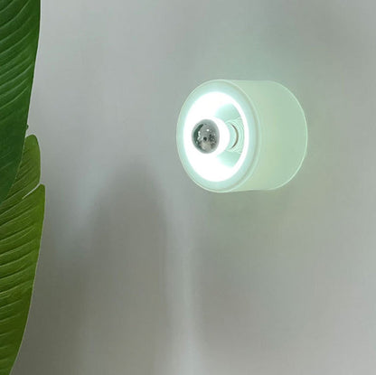Mid-Century Round Iron Glass 1-Light Wall Sconce Lamp