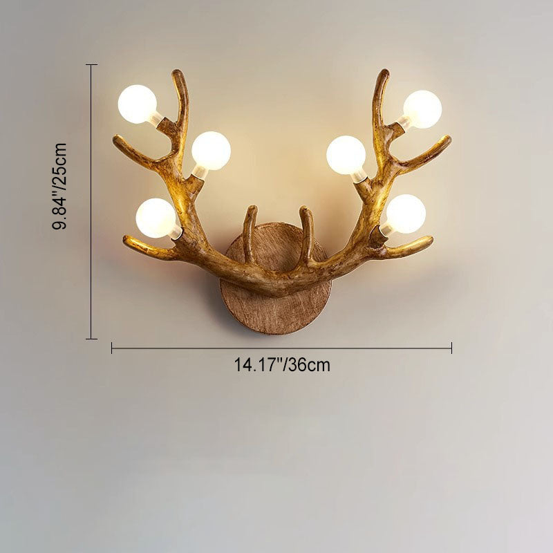 Resin Tree Branch Glass Ball 6-Light Wall Sconce Lamp