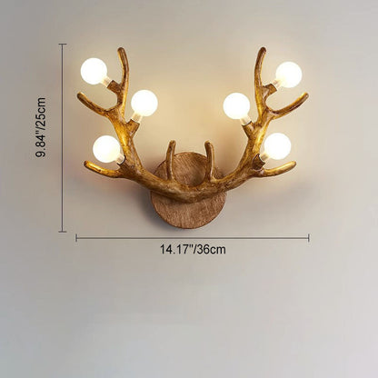 Resin Tree Branch Glass Ball 6-Light Wall Sconce Lamp