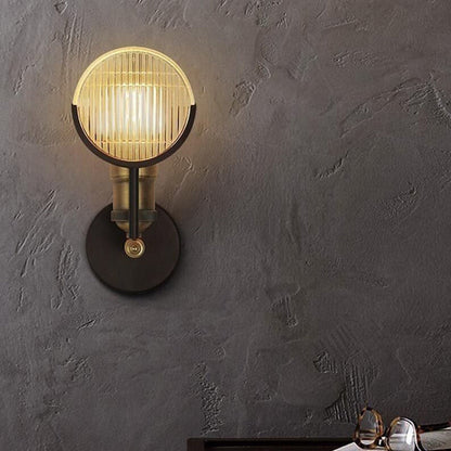 Vintage Round Piece Iron Glass 1-Light Wall Sconce Lamp