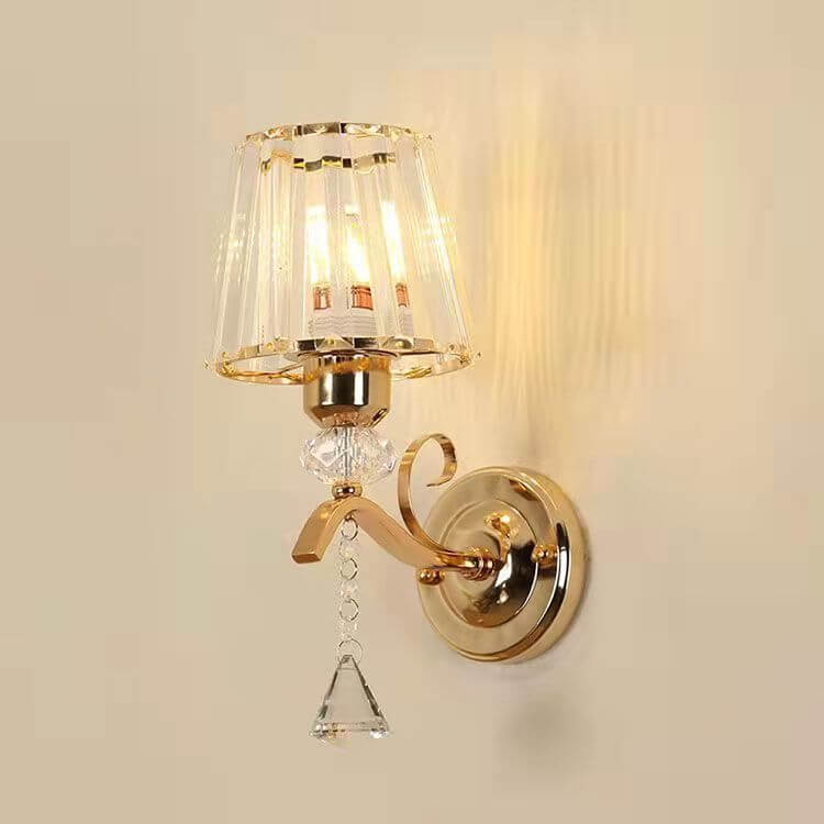 Luxury Iron Crystal Cone 1-Light Wall Sconce Lamp