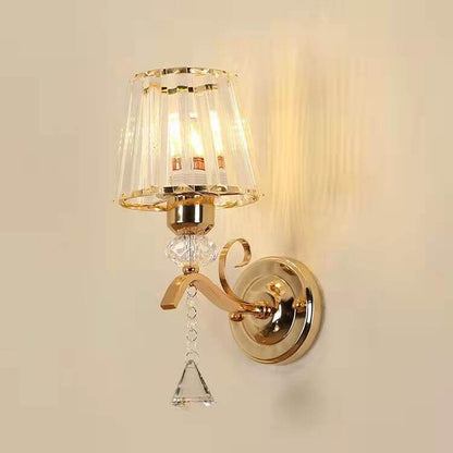 Luxury Iron Crystal Cone 1-Light Wall Sconce Lamp