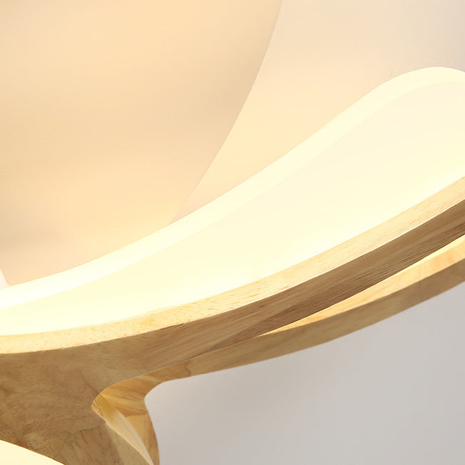 Japanese Curved Wood Acrylic LED Wall Sconce Lamp