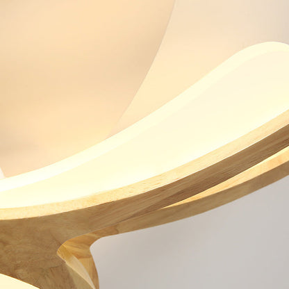 Japanese Curved Wood Acrylic LED Wall Sconce Lamp