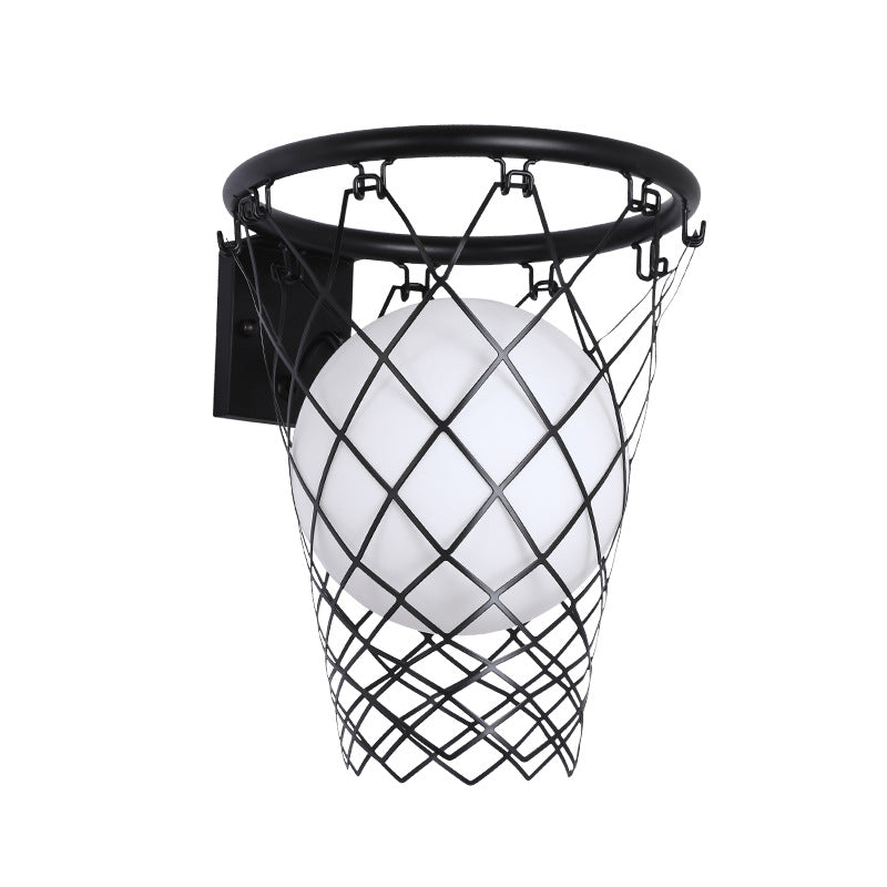 Deco Iron Glass Basketball Hoop 1-Light Wall Sconce Lamp