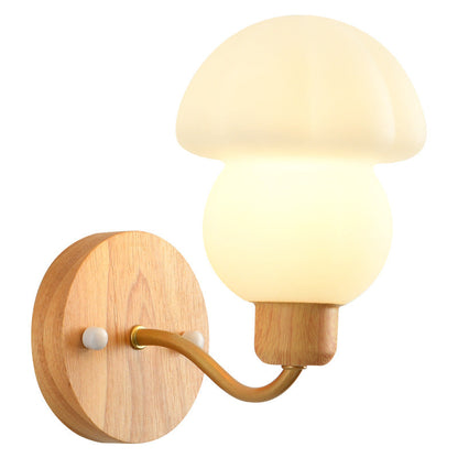 Scandinavian Shade Wooden Frame 1-Light Wall Sconce Lamp