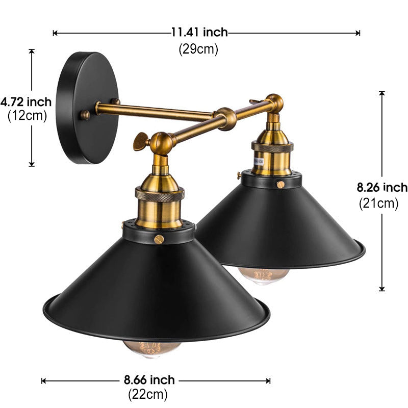 Industrial Tapered Pipe Iron 2-Light Wall Sconce Lamp