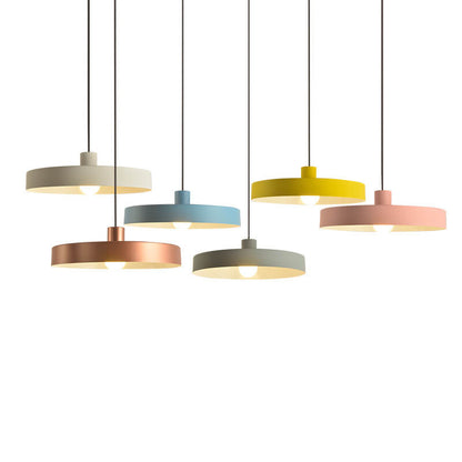 Modern Minimalist Aluminum Disc 1-Light Pendant Light For Living Room