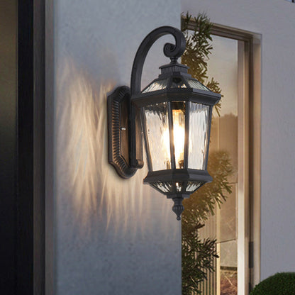 Waterproof Glass Octagon Cylinder 1-Light Wall Sconce Lamp