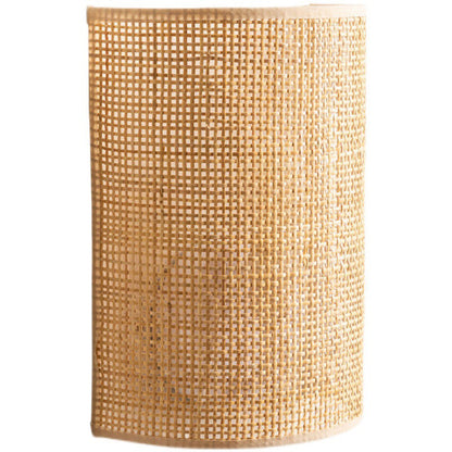 Japanese Half Cylinder Rattan 1-Light Wall Sconce Lamp