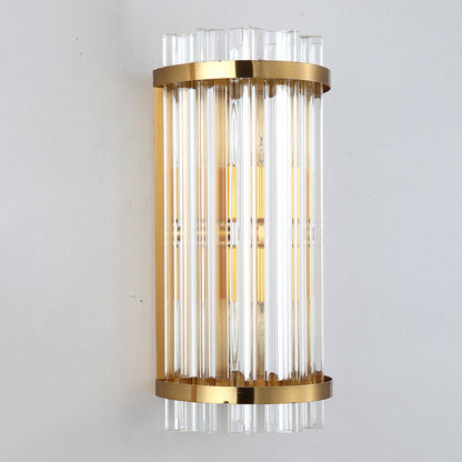 Luxury Crystal Plated Column 2-Light Wall Sconce Lamp
