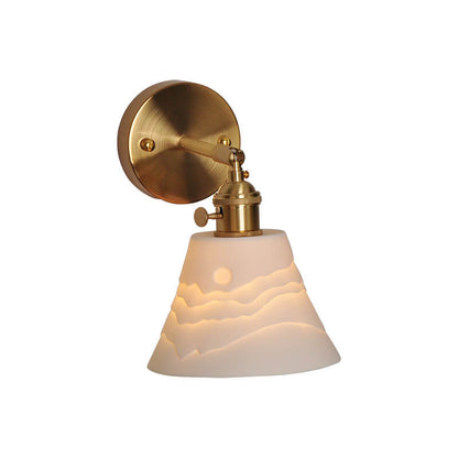Minimalist Ceramic Mural Horn 1-Light Wall Sconce Lamp