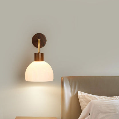Japanese Glass Semicircle Shade 1-Light Wall Sconce Lamp