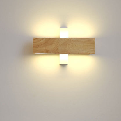Japanese Minimalist Log Rectangular LED Wall Sconce