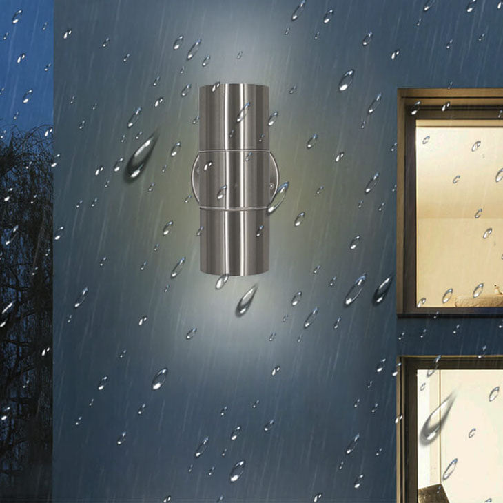 Stainless Steel Cylinder 2-Light Wall Sconce Lamp