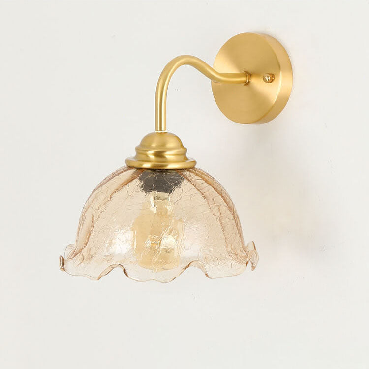 Creative Flower Glass Copper 1-Light Wall Sconce Lamp