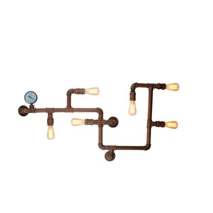 Industrial Iron Water Pipe 6-Light Wall Sconce Lamp