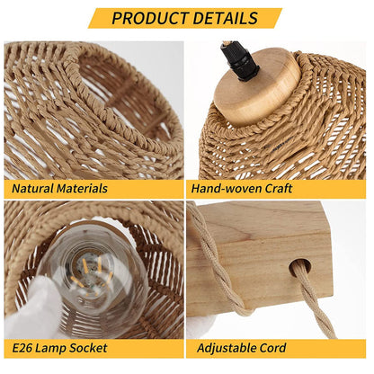 Boho Weaving Cage Wooden Beams 1-Light Wall Sconce Lamp