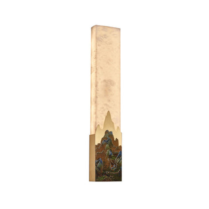 Chinese Marble All-Copper Rectangular LED Wall Sconce Lamp