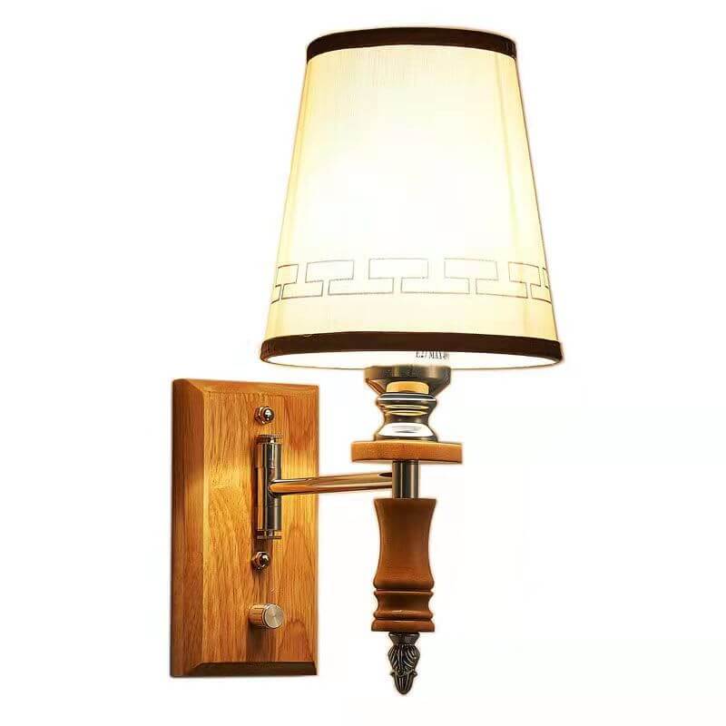 Chinese Fabric Barrel Shade 1-Light Wall Sconce Lamp