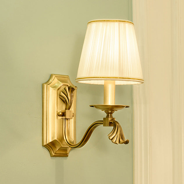 Modern Luxury Dome Copper Fabric 1/2-Light Wall Sconce Lamp