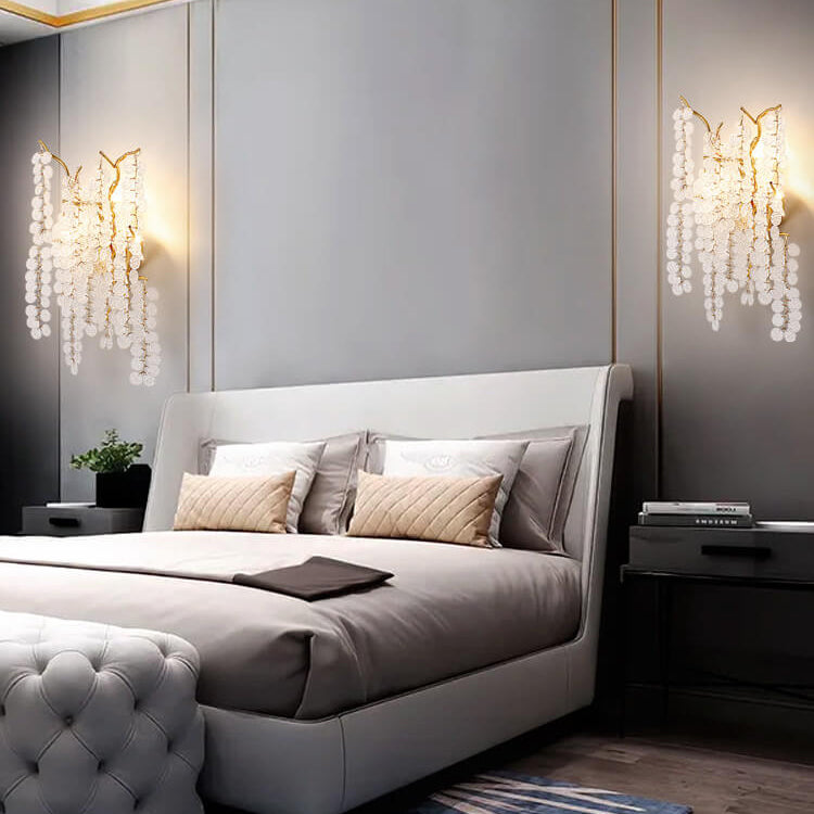 Money Tree Branch Aluminum Glass 3-Light Wall Sconce Lamp