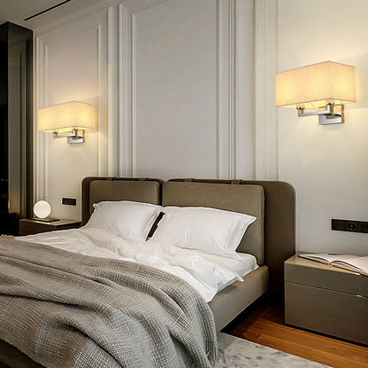 Solid Rectangular Iron Fabric 1-Light Wall Sconce Lamp