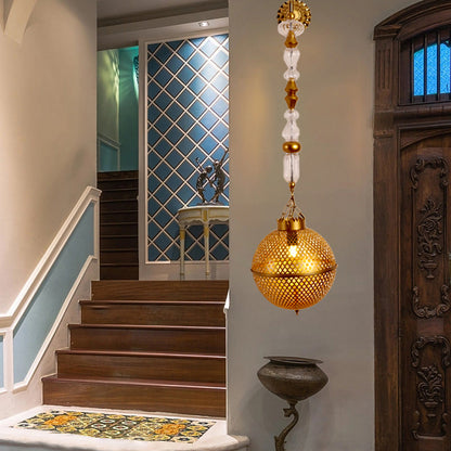 Iron Glass Skeletonized Ball 1-Light Wall Sconce Lamp