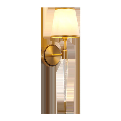 French Trapezoid Copper Fabric 1-Light Wall Sconce Lamp