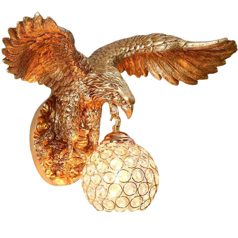 Resin Eagles Crystal Shade 1-Light Wall Sconce Lamp