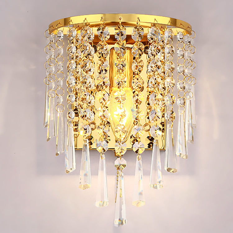 Half Beads Stainless Steel Crystal 1-Light Wall Sconce Lamp
