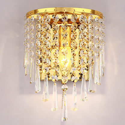 Half Beads Stainless Steel Crystal 1-Light Wall Sconce Lamp
