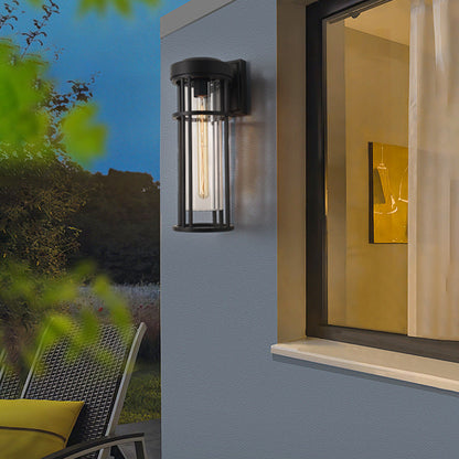 Simplicity Glass Cylinder 1-Light Outdoor Wall Sconce Lamp