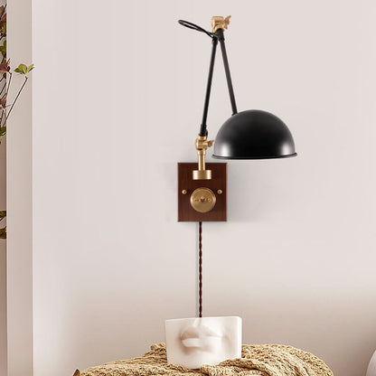 Japanese Iron Shade Rotating 1-Light Wall Sconce Lamp
