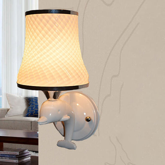 Glass Dolphin Decoration Design 1-Light Wall Sconce Lamp