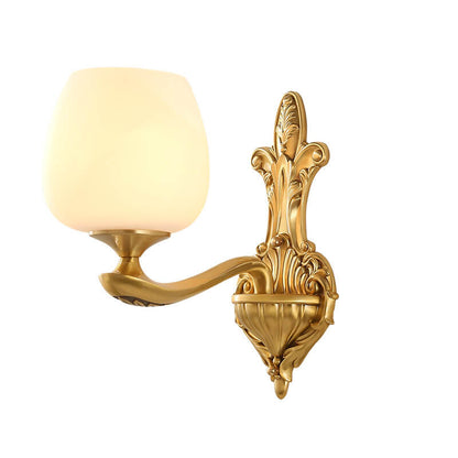 Light Glass Gold-Finished Frame 1/2 Light Wall Sconce Lamp