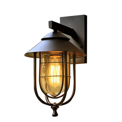 Industrial Bird Cage Iron Glass 1-Light Wall Sconce Lamp