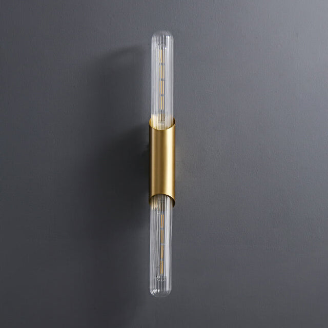 Retro All Copper Long Bar Design 2-Light Wall Sconce Lamp
