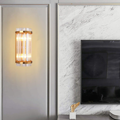 Luxury Crystal Plated Column 2-Light Wall Sconce Lamp