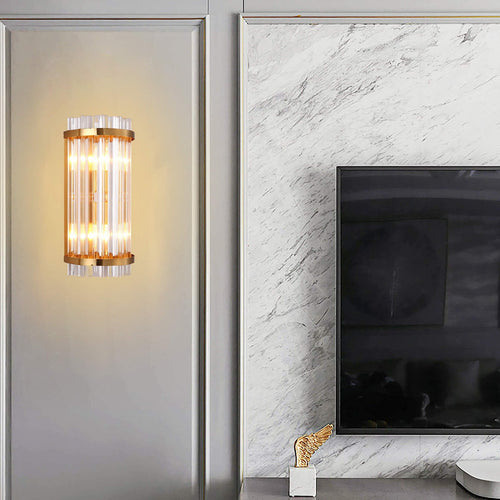 Luxury Crystal Plated Column 2-Light Wall Sconce Lamp