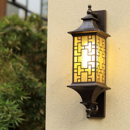 Chinese Cage Waterproof 1-Light Outdoor Wall Sconce Lamp