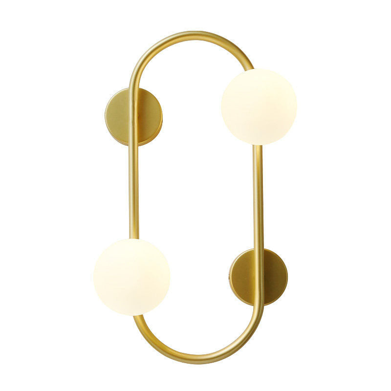 Nordic Iron Glass Ball Oval Ring 2-Light Wall Sconce Lamp